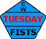 FISTS pentagon logo containing 'CW TUESDAY FISTS'.