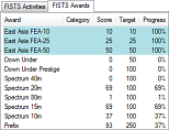 Snapshot of the main FISTS Log Converter window showing part of the Awards tab.