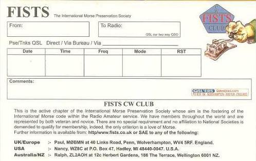 FISTS CW Course :- £3.50 inc. UK postage, £4.50 inc. Europe postage