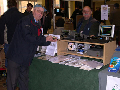 Photograph of Wythall 2006 Rally FISTS stand showing Stan G0BYA and John M0CDL.
