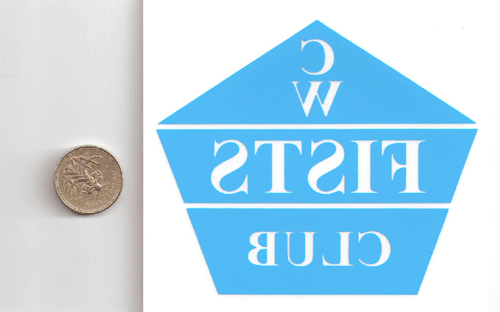 Large photograph of Car Sticker alongside UK 1 pound coin Large photograph of Car Sticker alongside UK 1 pound coin