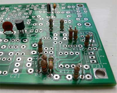 Photograph of all resistors fitted to the PCB
